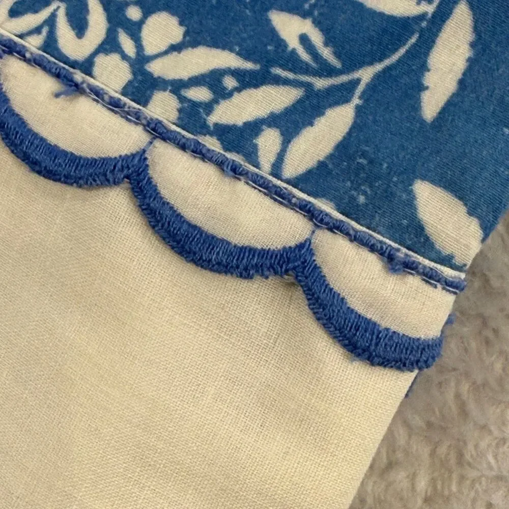 Vintage Block Print Floral Muslin Standard Pillowcases Set of 2  G